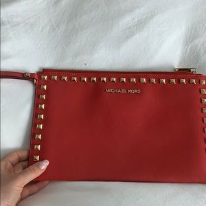 Michael Kors Red Studded Clutch
